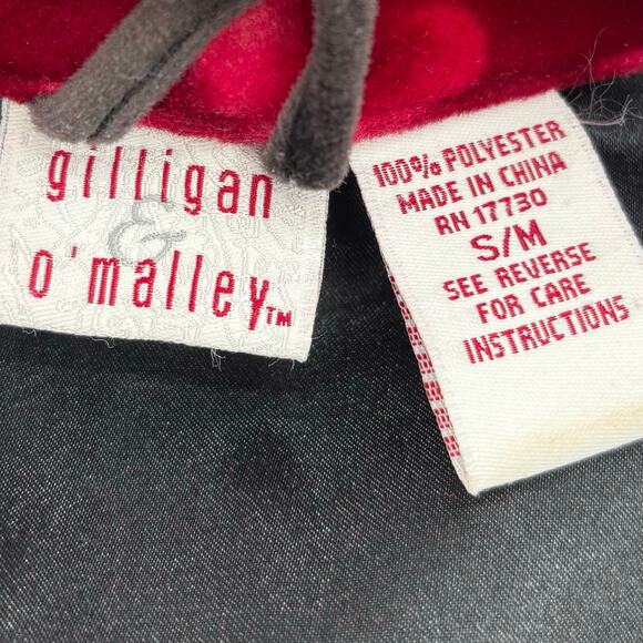 Gillian O'Malley Black and Red Velvet Tie Waist Robe Size S/M - Picture 6 of 6